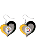 Pittsburgh Steelers Womens Swirl Heart Earrings - Black
