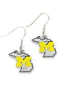 Michigan Wolverines Womens State Design Earrings - Yellow