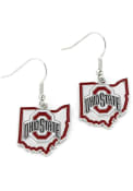 Ohio State Buckeyes Womens State Design Earrings - Silver