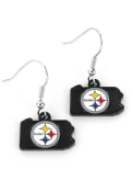 Pittsburgh Steelers Womens State Design Earrings - Black