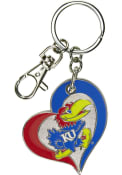 Kansas Jayhawks Swirl Heart Keychain