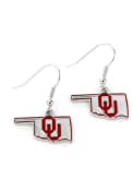 Oklahoma Sooners Womens State Design Earrings - Red