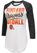 Cleveland Browns Womens Tailgate 3/4 Raglan Crew Neck T-Shirt - White