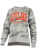 Cleveland Browns Womens Camo Crew Sweatshirt - Grey