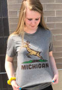 The Mitten State Michigan Grey Deer Crossing Short Sleeve T Shirt