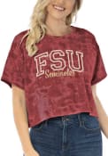 Florida State Seminoles Womens Kimberly Tie Dye Cropped T-Shirt - Red