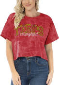 Maryland Terrapins Womens Kimberly Tie Dye Cropped T-Shirt - Red